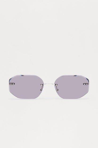 Frameless Geometric Colored Lens Sunglasses - Black/Smoke