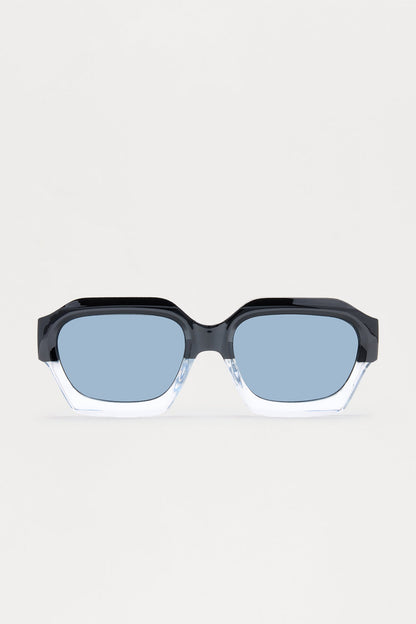 Two Tone Geometric Frame Color Lens Sunglasses - Black/combo