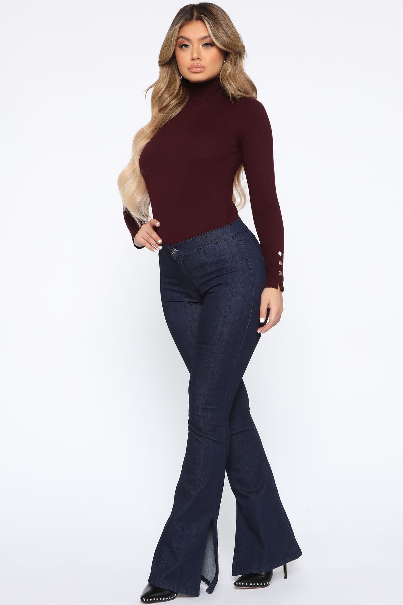 Meet Me Somewhere Turtle Neck Sweater - Wine