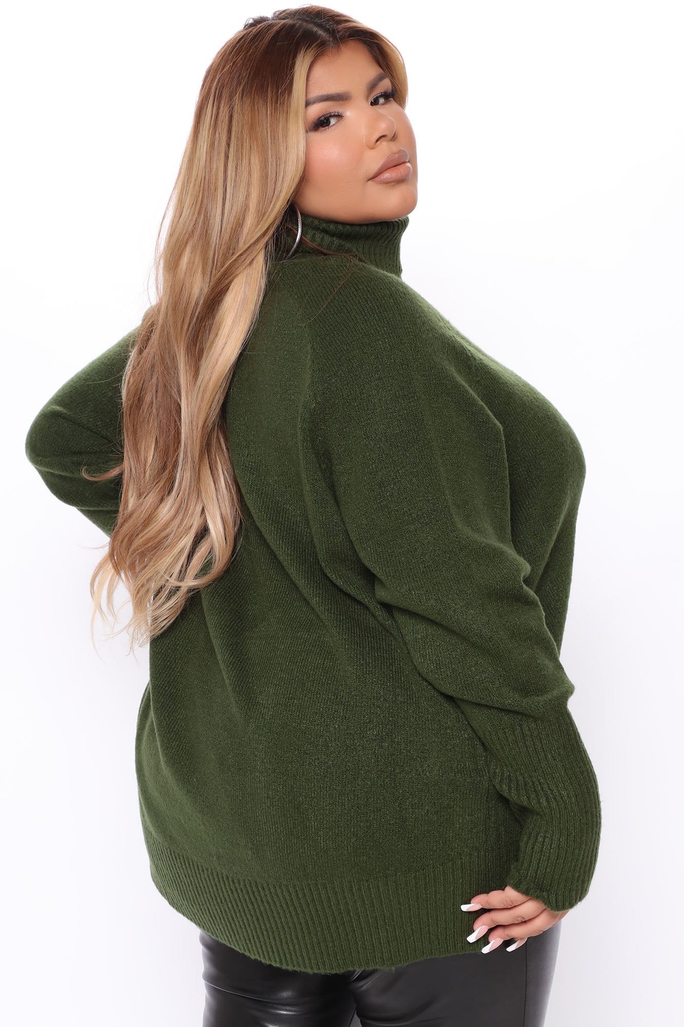 Just Roll With It Babe Turtleneck Sweater - Hunter