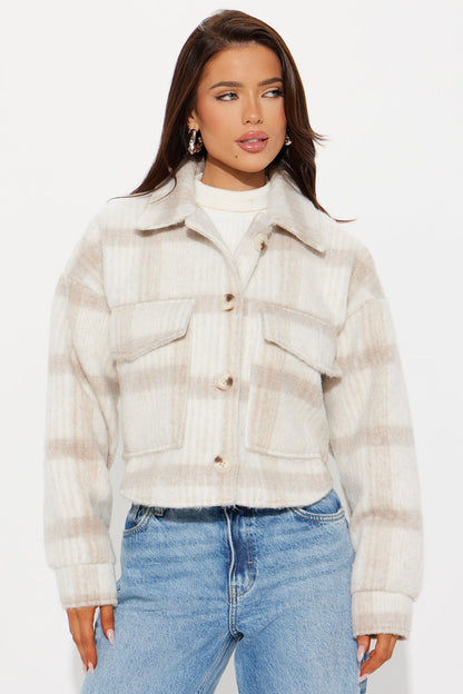 Hannah Wool Shacket - Light Taupe