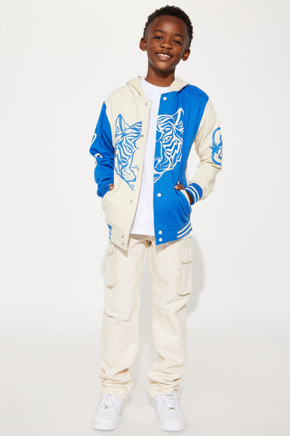 Mini Tiger Spirit Fleece Hoodie - Blue