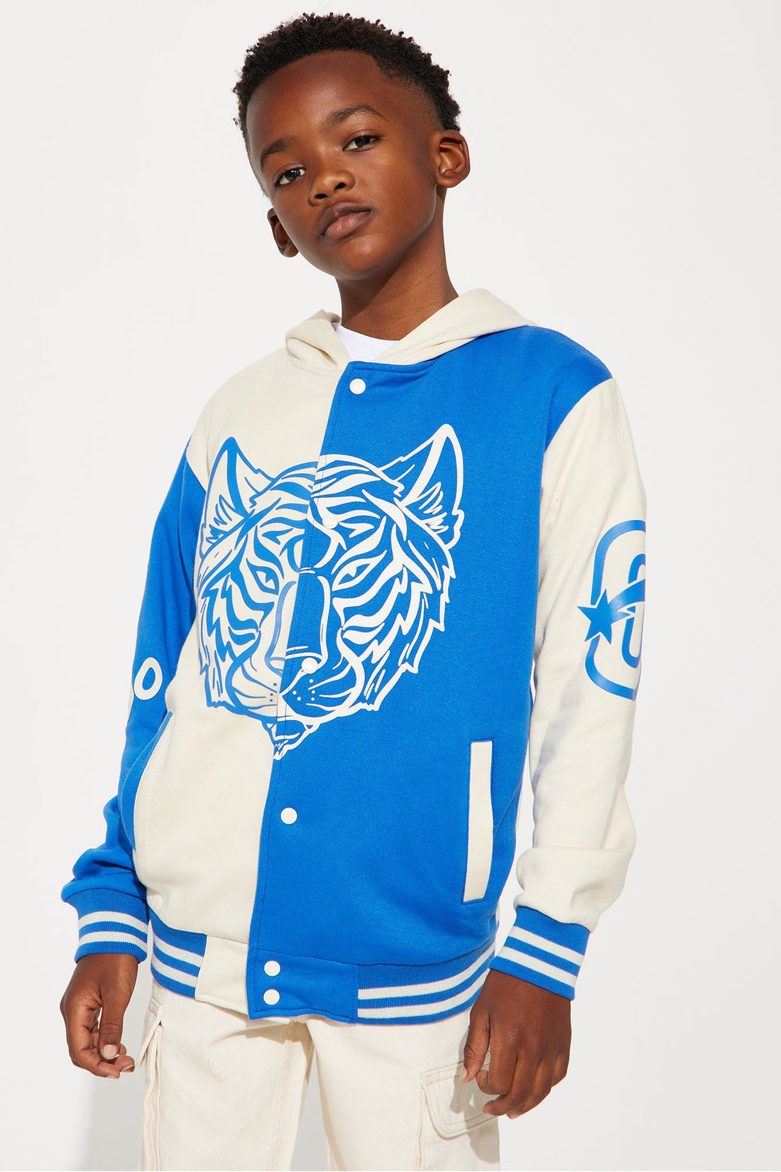 Mini Tiger Spirit Fleece Hoodie - Blue