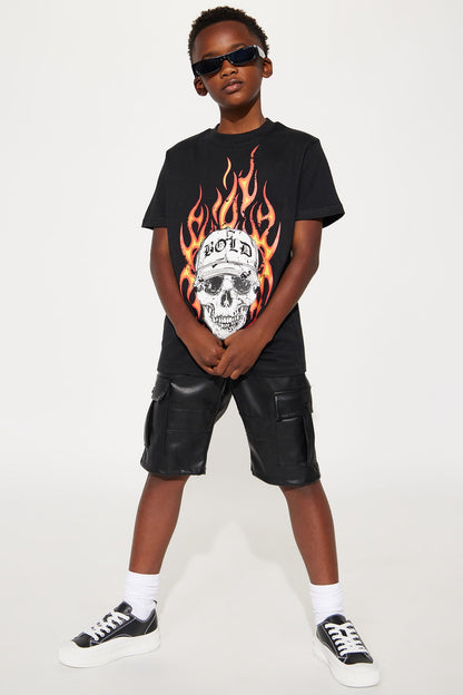 Mini Flames And Bold Short Sleeve Tee - Black