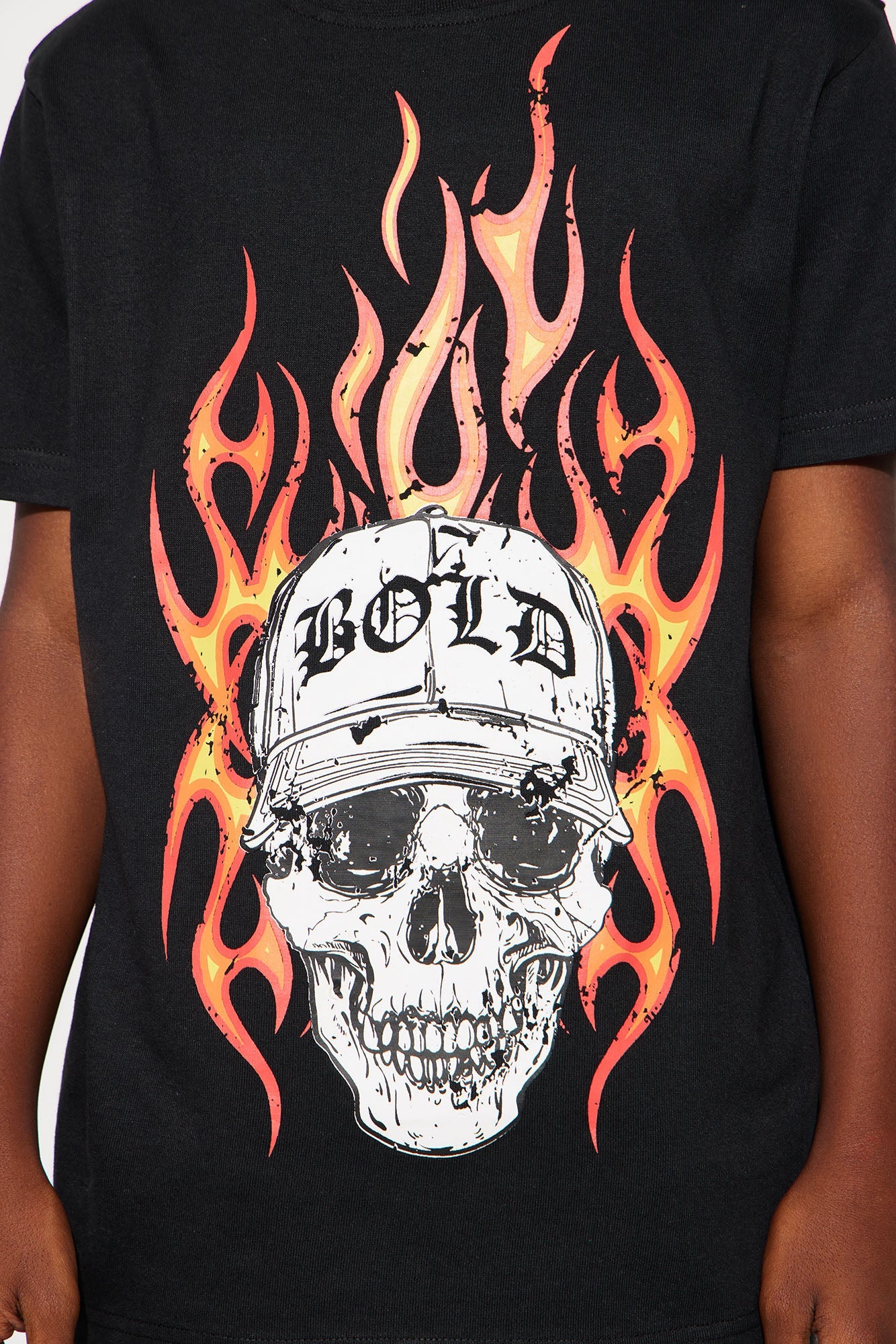 Mini Flames And Bold Short Sleeve Tee - Black