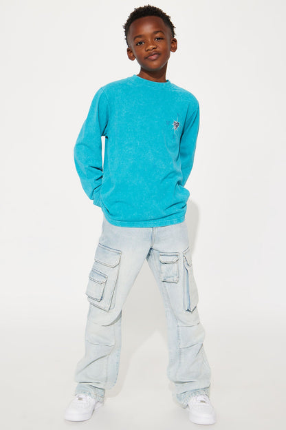 Mini Compass Front/Back Long Sleeve Tee - Teal
