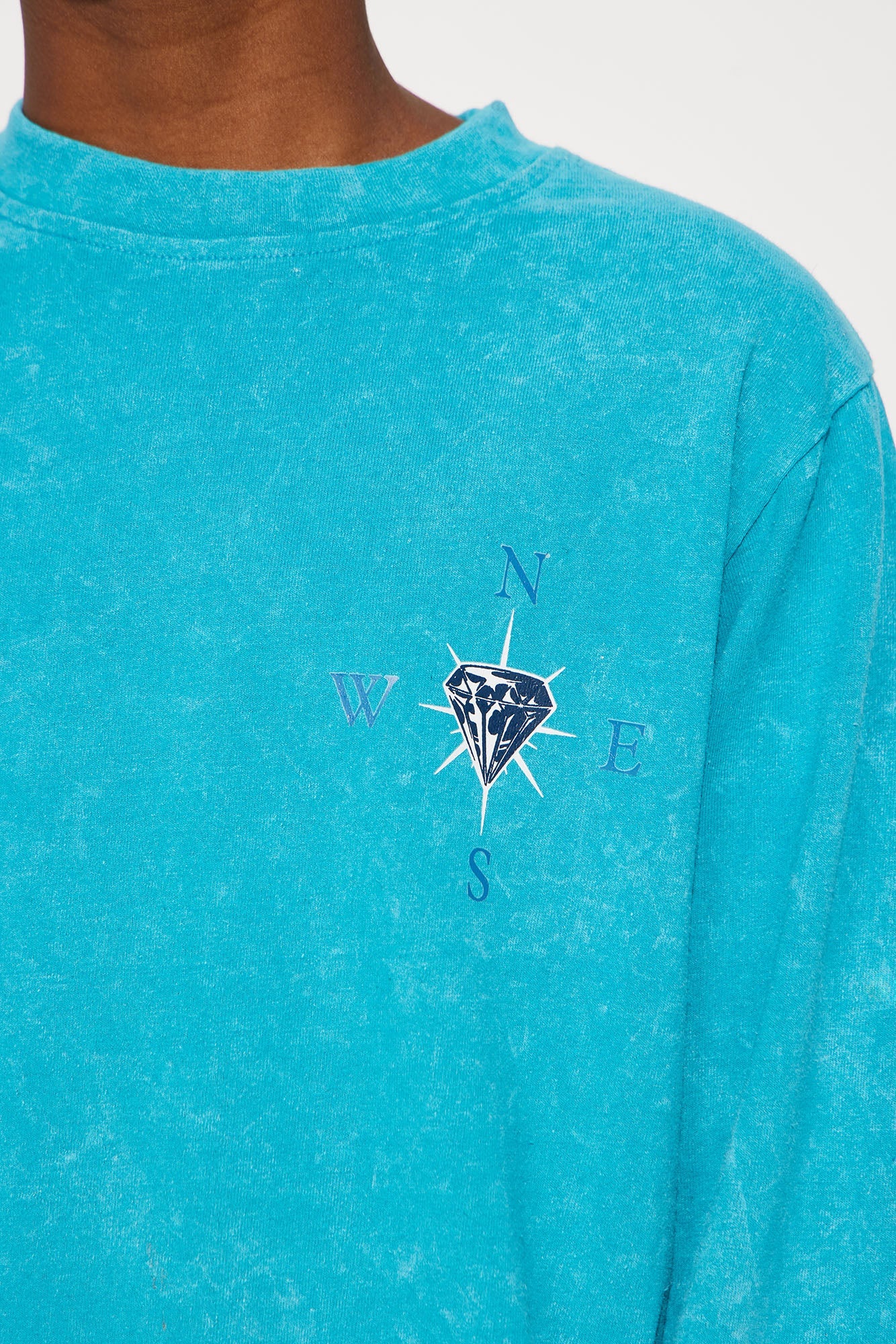 Mini Compass Front/Back Long Sleeve Tee - Teal