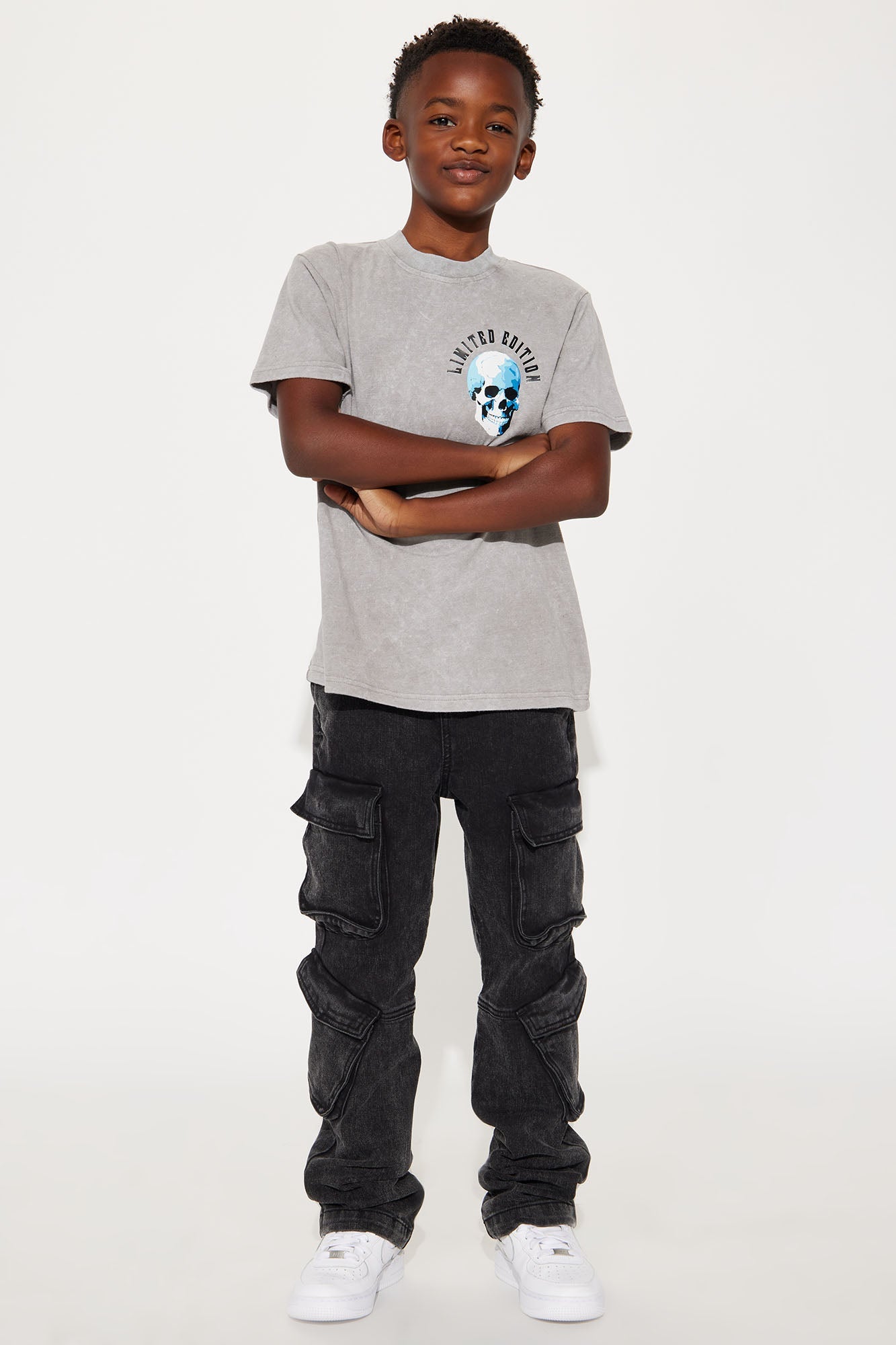 Mini Skull Limited Edition Front/Back Short Sleeve Tee - Grey