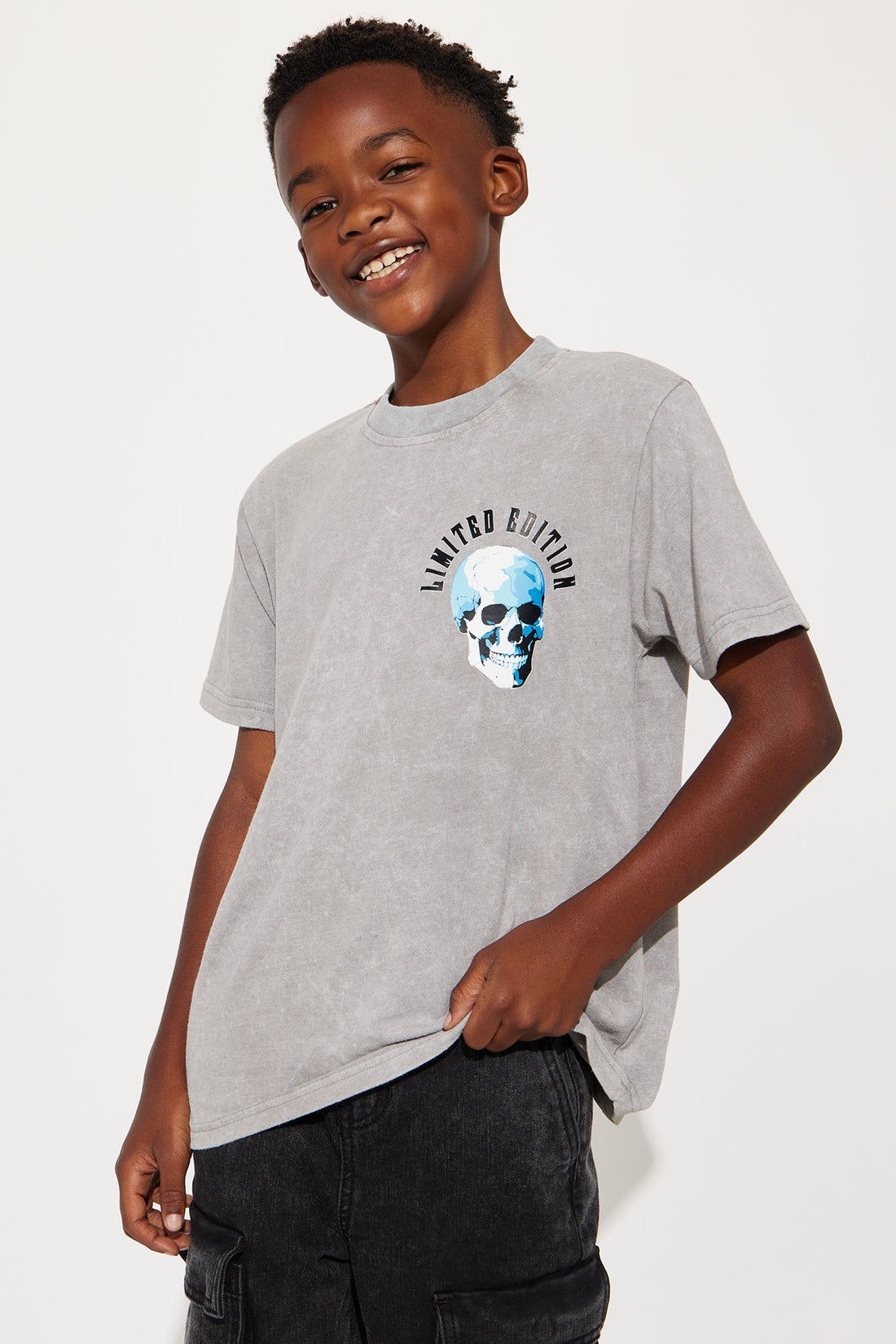 Mini Skull Limited Edition Front/Back Short Sleeve Tee - Grey