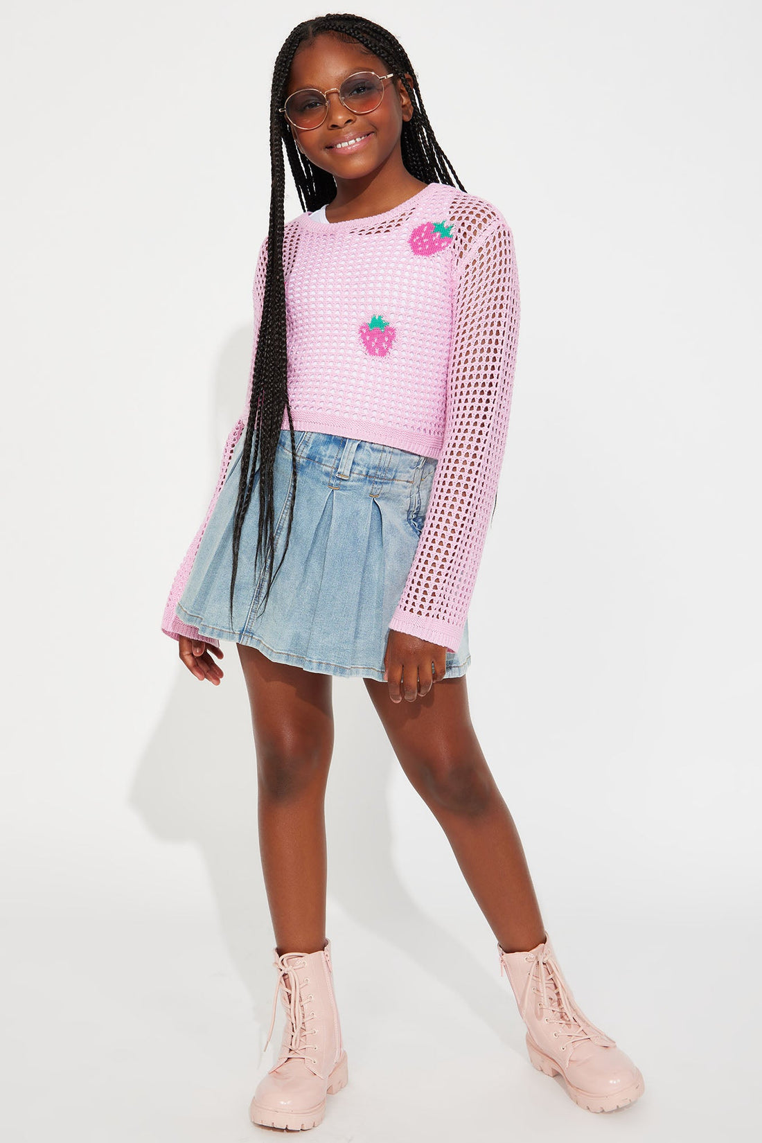 Mini Strawberry Fields Layered Mesh Top - Pink/combo