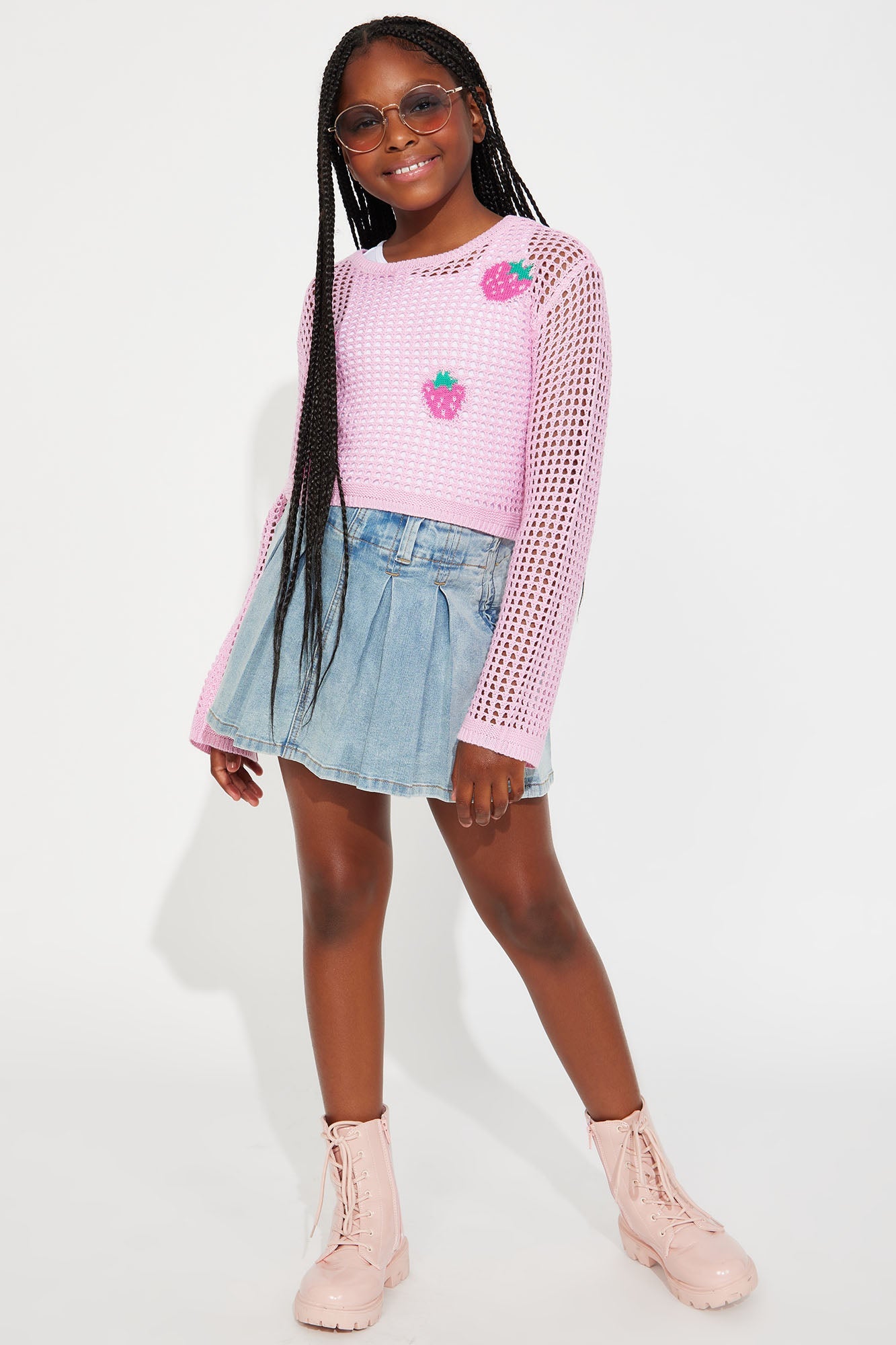 Mini Strawberry Fields Layered Mesh Top - Pink/combo