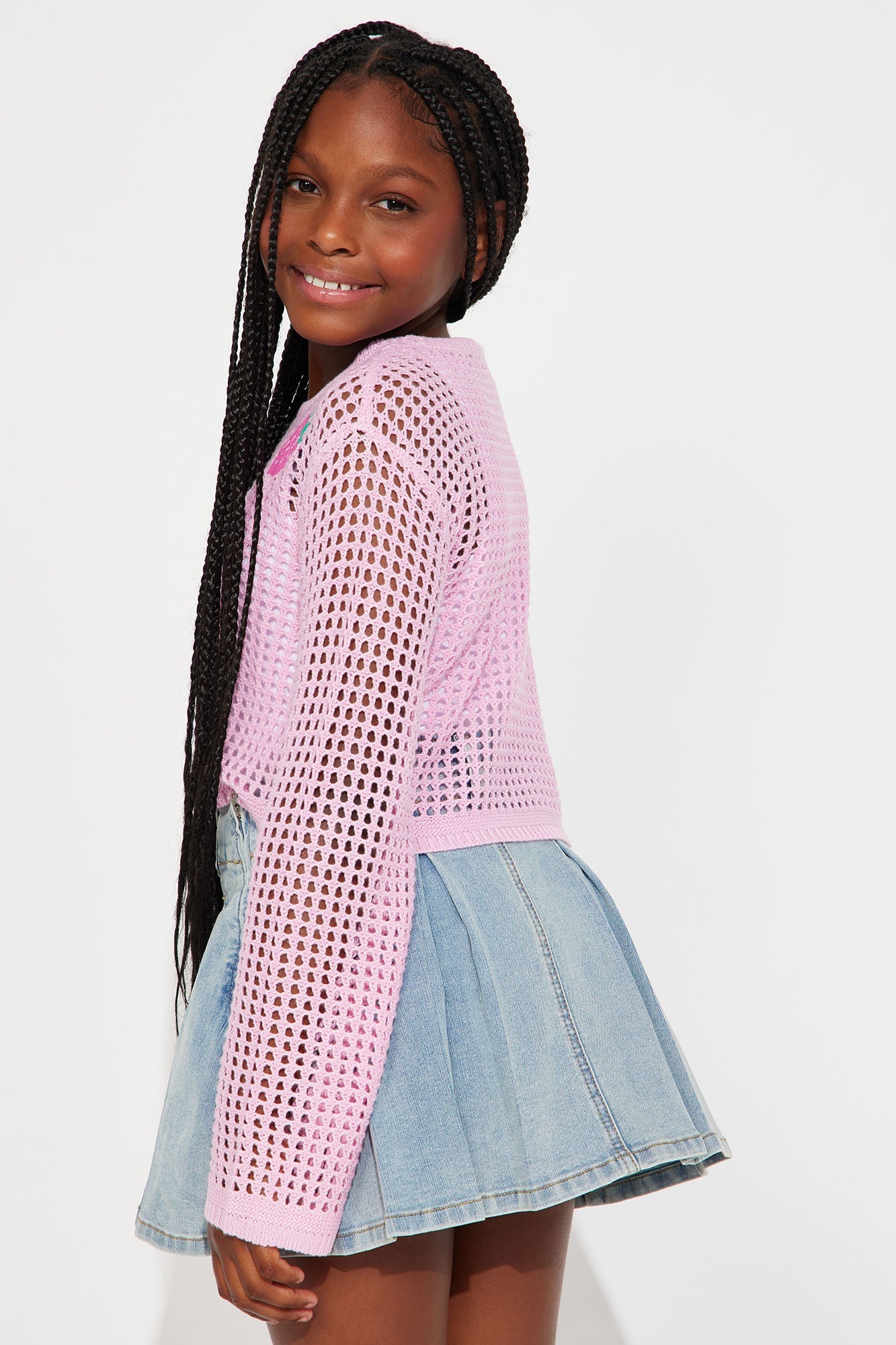 Mini Strawberry Fields Layered Mesh Top - Pink/combo