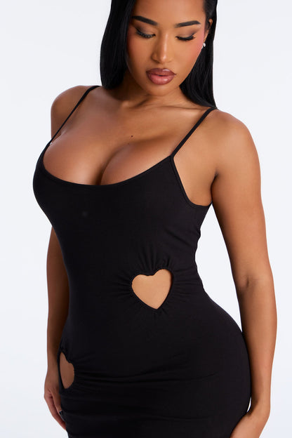 Just A Peek Heart Cotton Chemise - Black