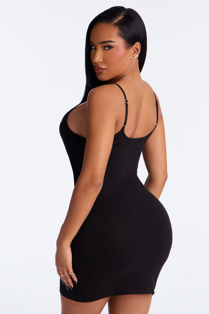 Just A Peek Heart Cotton Chemise - Black