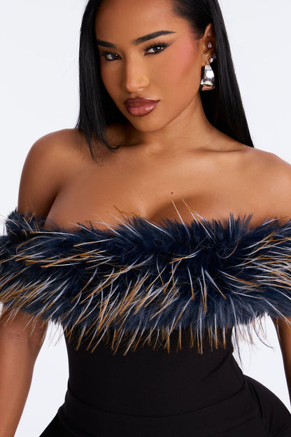 Ruth Faux Fur Jumpsuit - Black