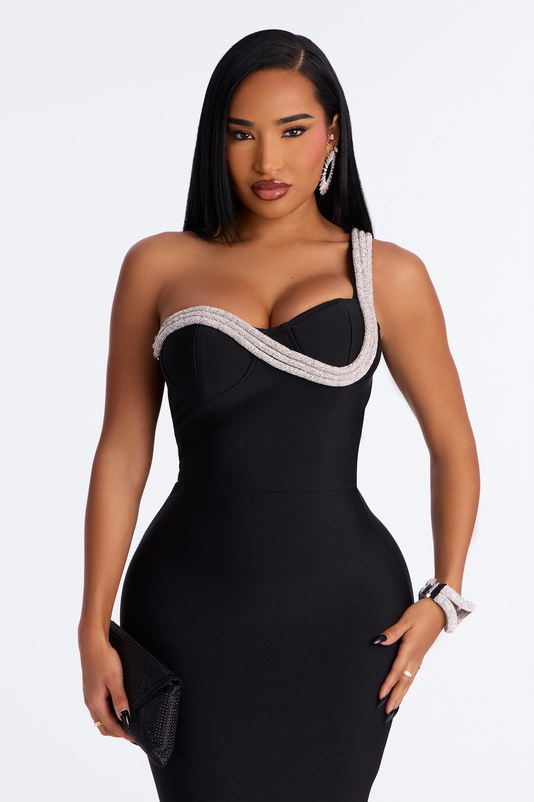 Bling Ting Bandage Maxi Gown - Black