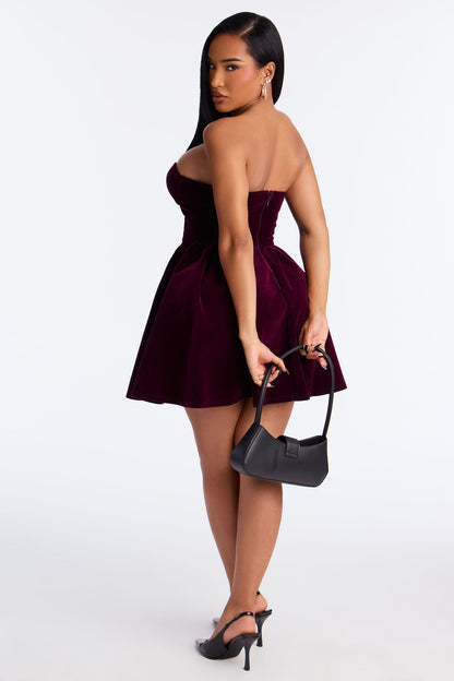 Joyce Velvet Mini Dress - Plum