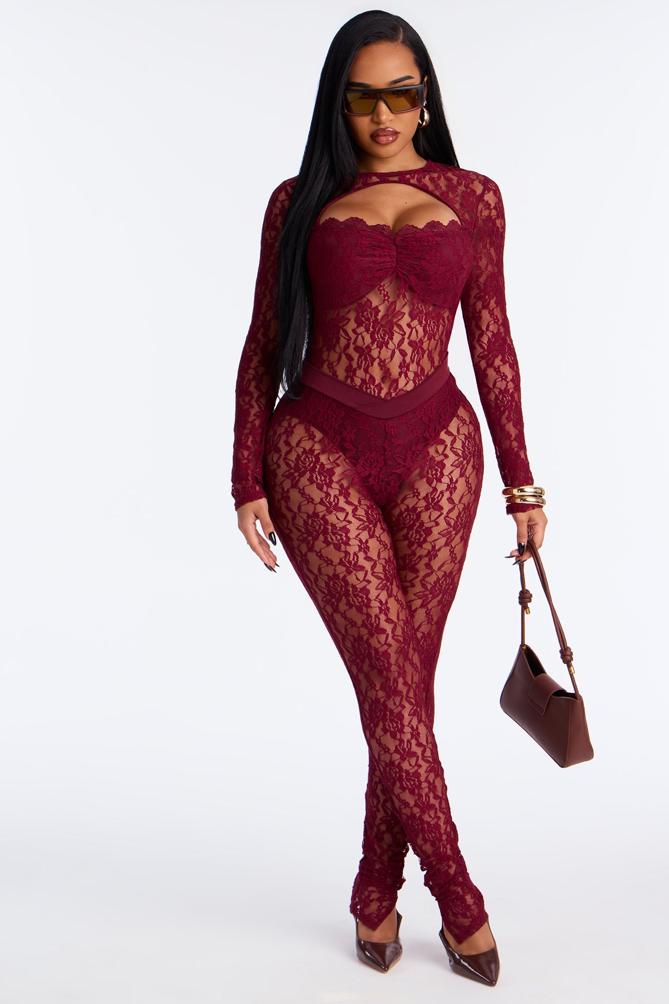 Gypsy Lace Jumpsuit - Burgundy