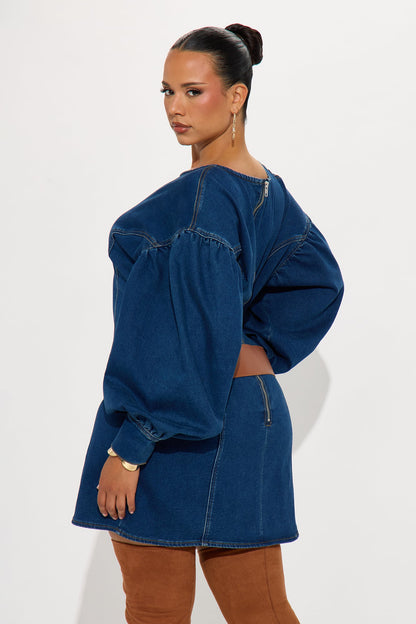 Malia Belted Denim Mini Dress - Denim