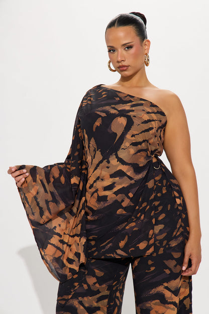 Eva One Shoulder Pant Set - Black/combo