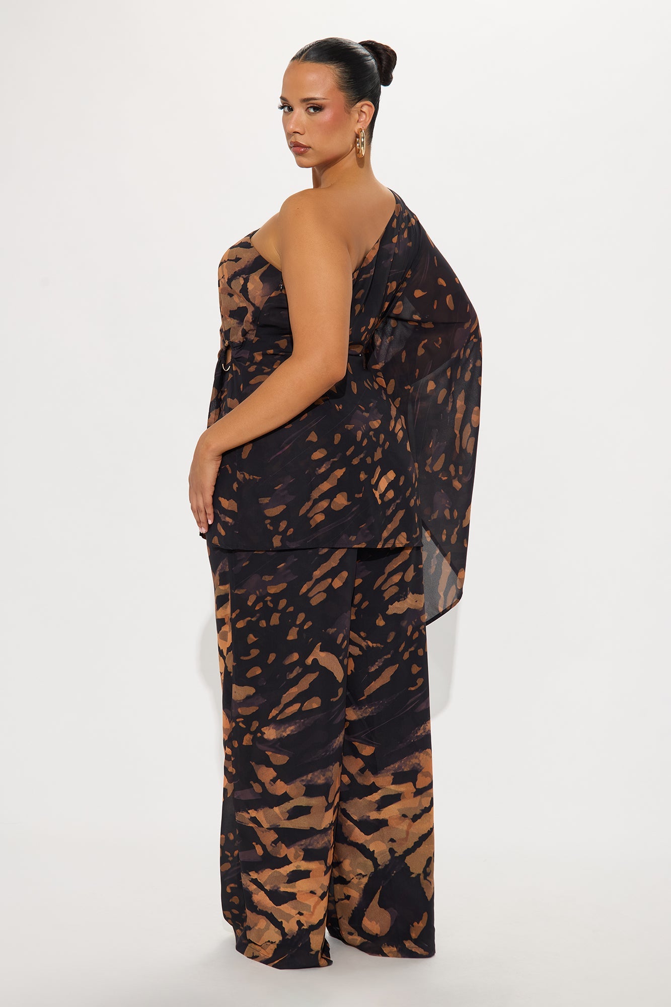 Eva One Shoulder Pant Set - Black/combo