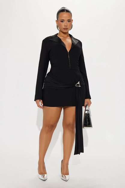 Dua Draped Mini Dress - Black