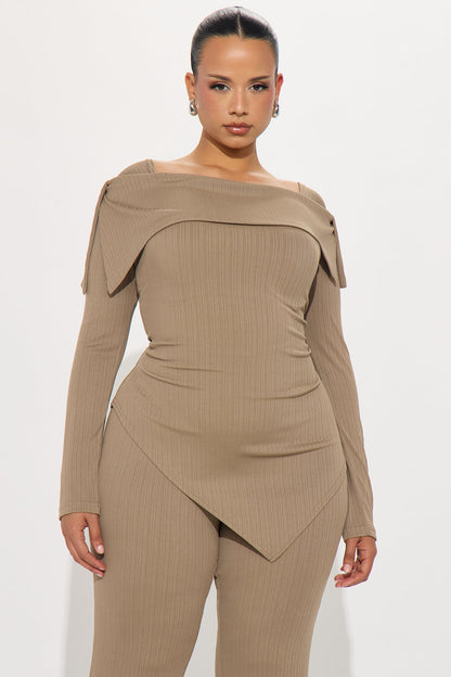 Cierra Off Shoulder Pant Set - Stone