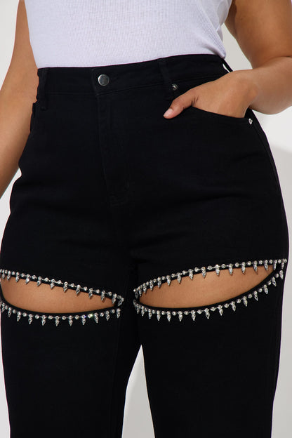 Tall You Belong With Me Stretch Embellished Straight Leg Jeans - Black