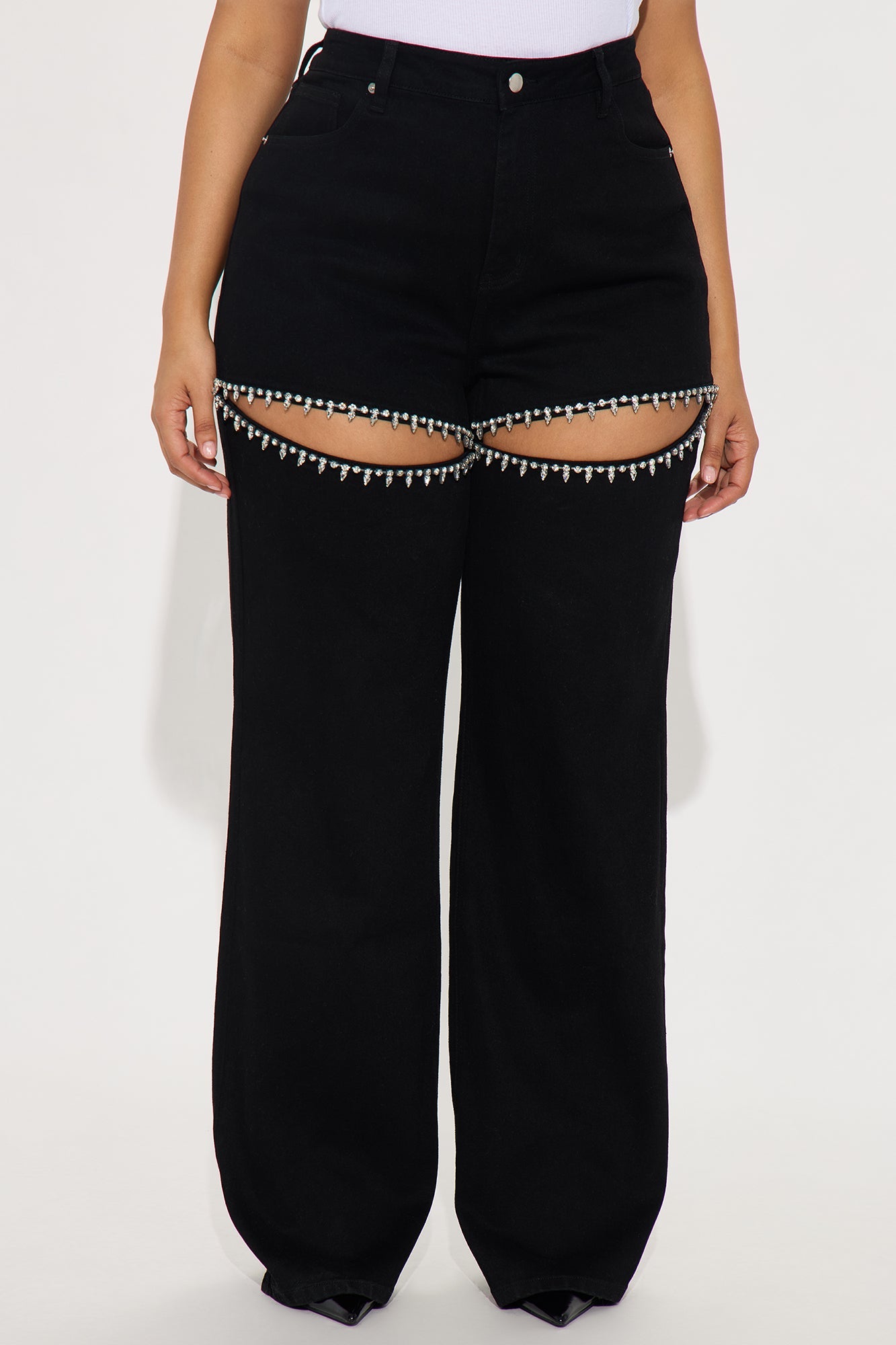 Tall You Belong With Me Stretch Embellished Straight Leg Jeans - Black