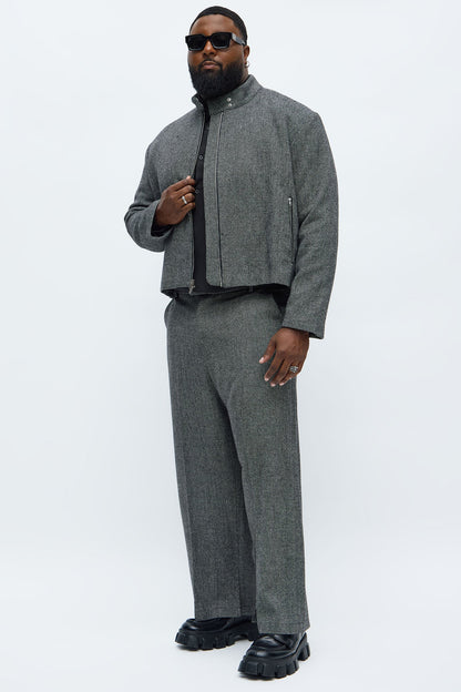 Cropped Textured Zip Moto Blazer - Black/combo