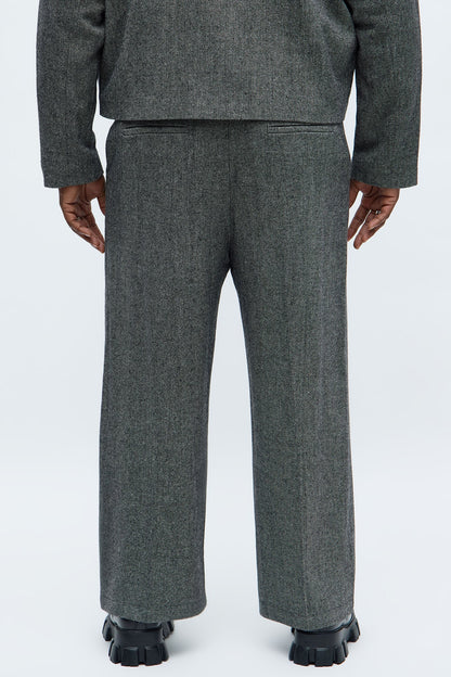 Split Wide Leg Textured Trouser - Black/combo