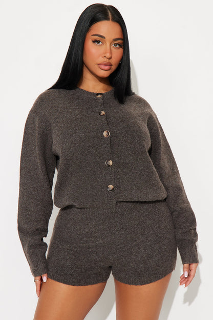 Aria Sweater Romper - Mocha