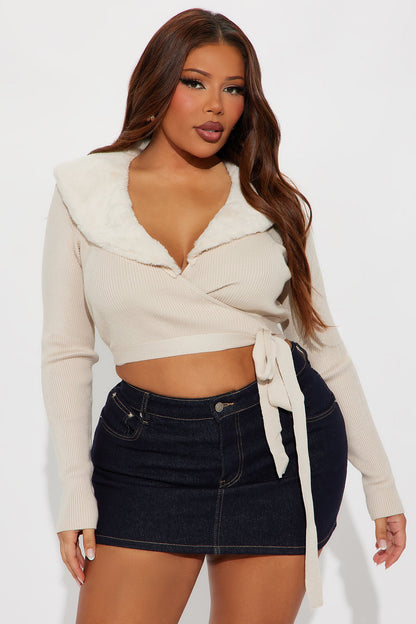 Snow Fall Faux Fur Sweater - Taupe