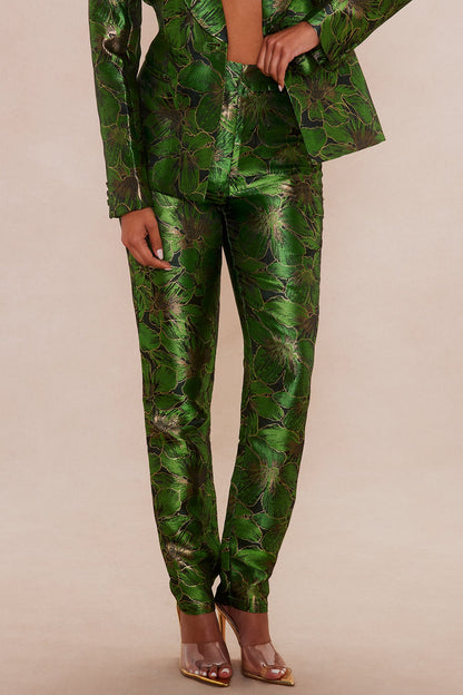 Kassandra Jacquard Blazer Suit Set - Green