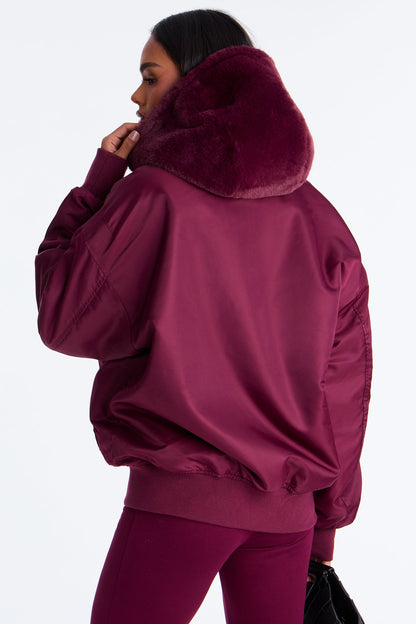 Kimmy Reversible Bomber Jacket - Burgundy