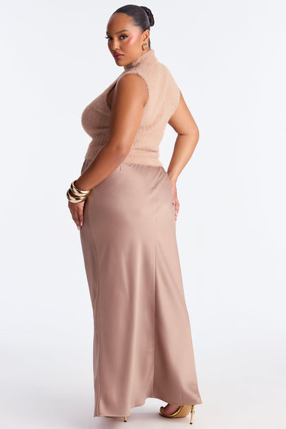 Brunch to GNO Satin Maxi Skirt - Mocha
