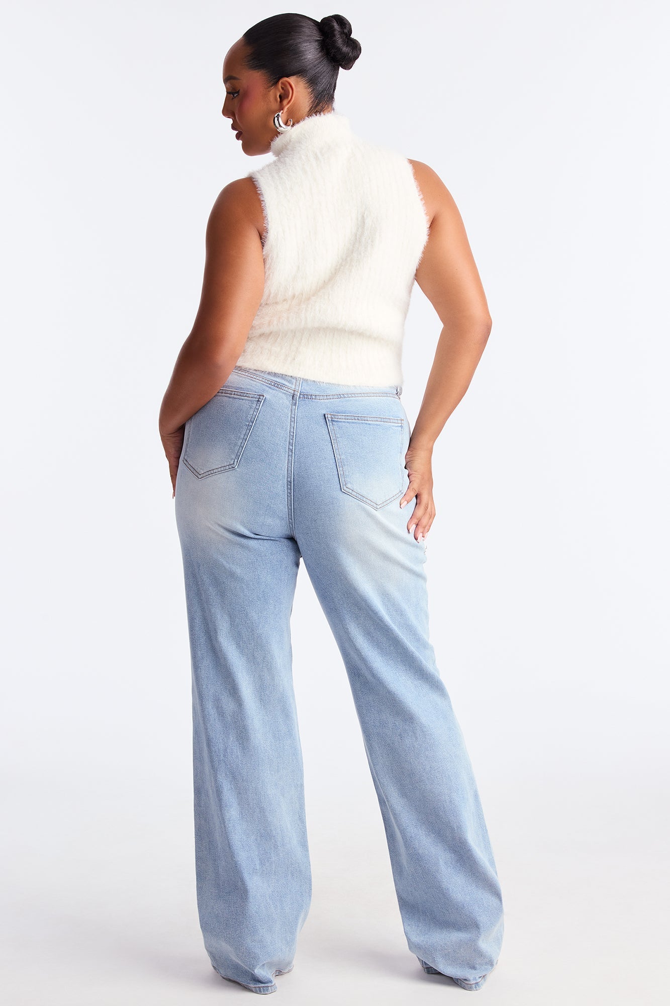Tall You Belong With Me Stretch Embellished Straight Leg Jeans - Light Wash
