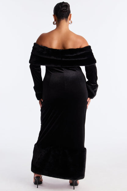 Jennifer Velvet Maxi Dress - Black