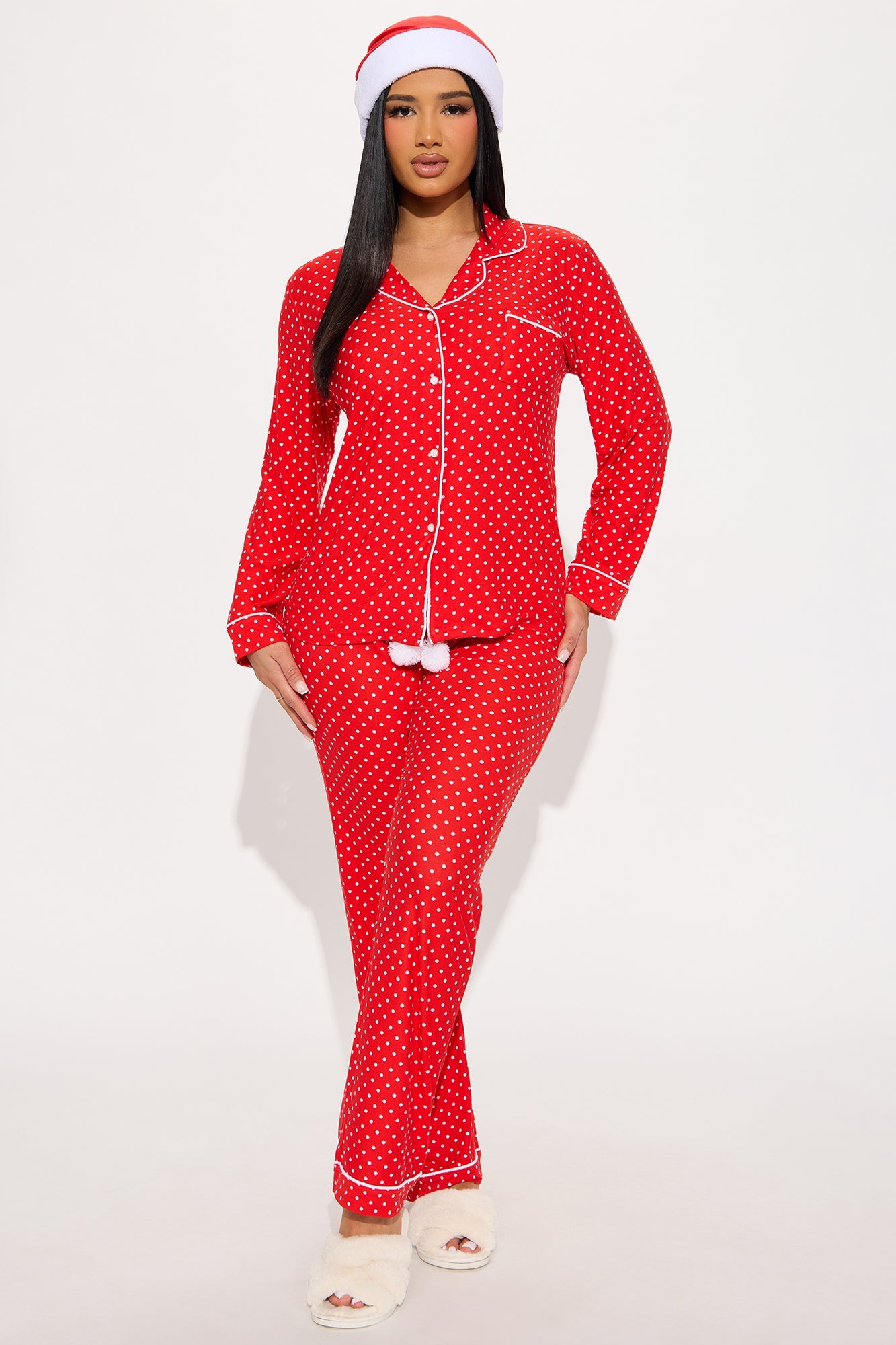 Christmas Mood 3 Piece Long Sleeve PJ Pant Set - Red/White