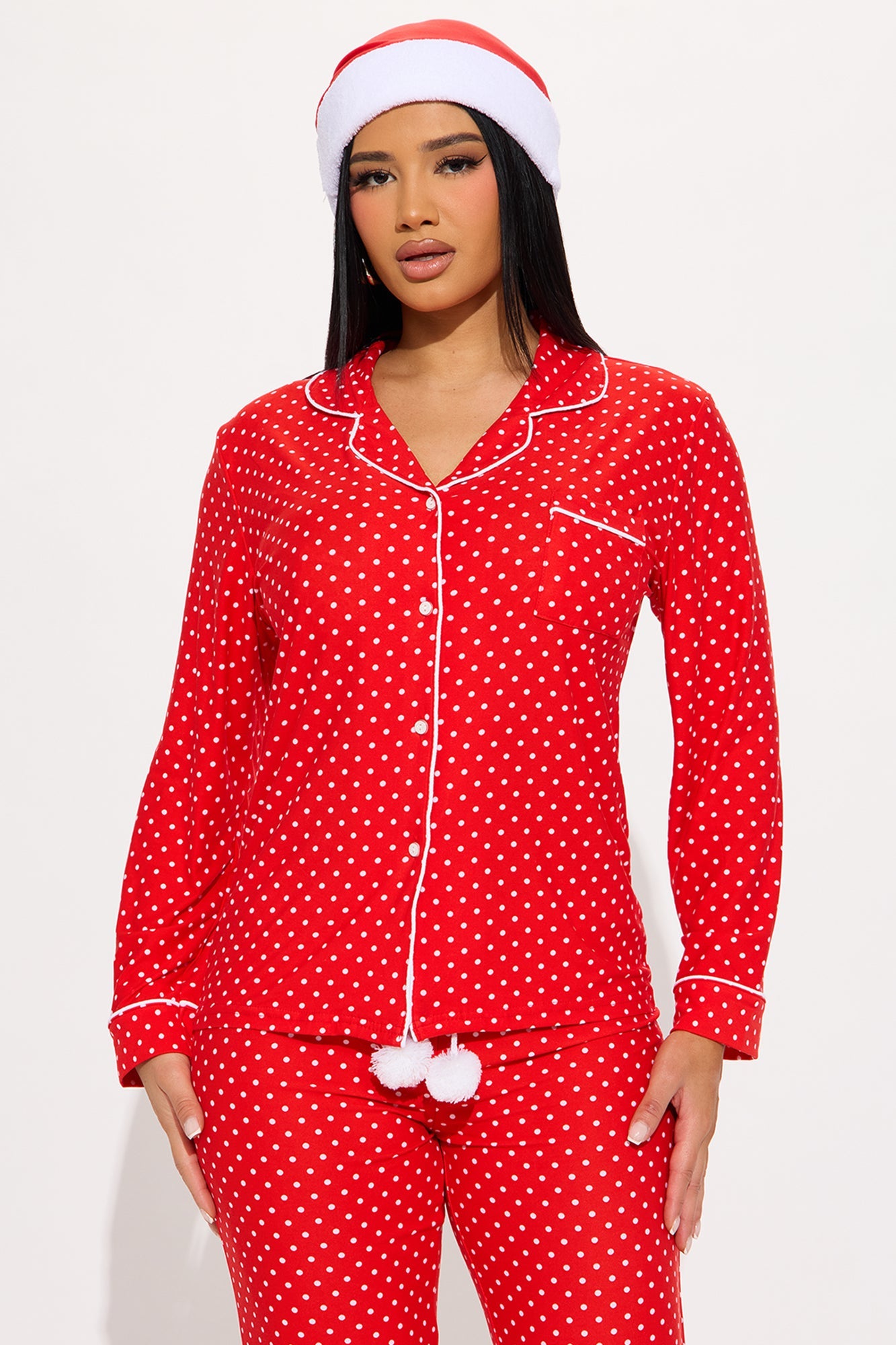 Christmas Mood 3 Piece Long Sleeve PJ Pant Set - Red/White
