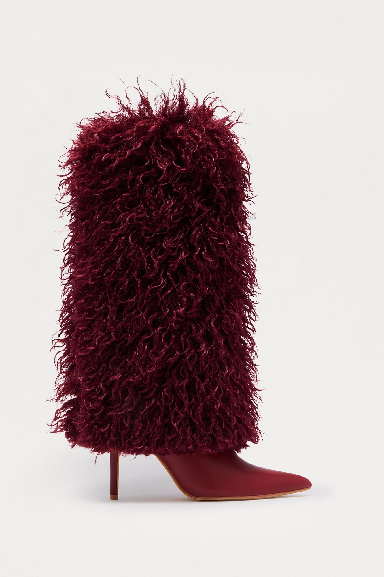 Ames Faux Fur Overlay Boots - Burgundy