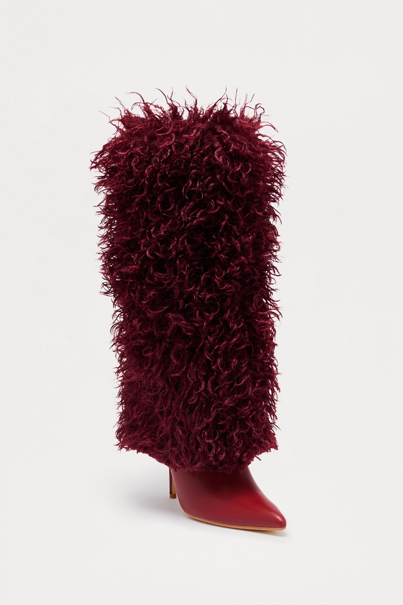 Ames Faux Fur Overlay Boots - Burgundy
