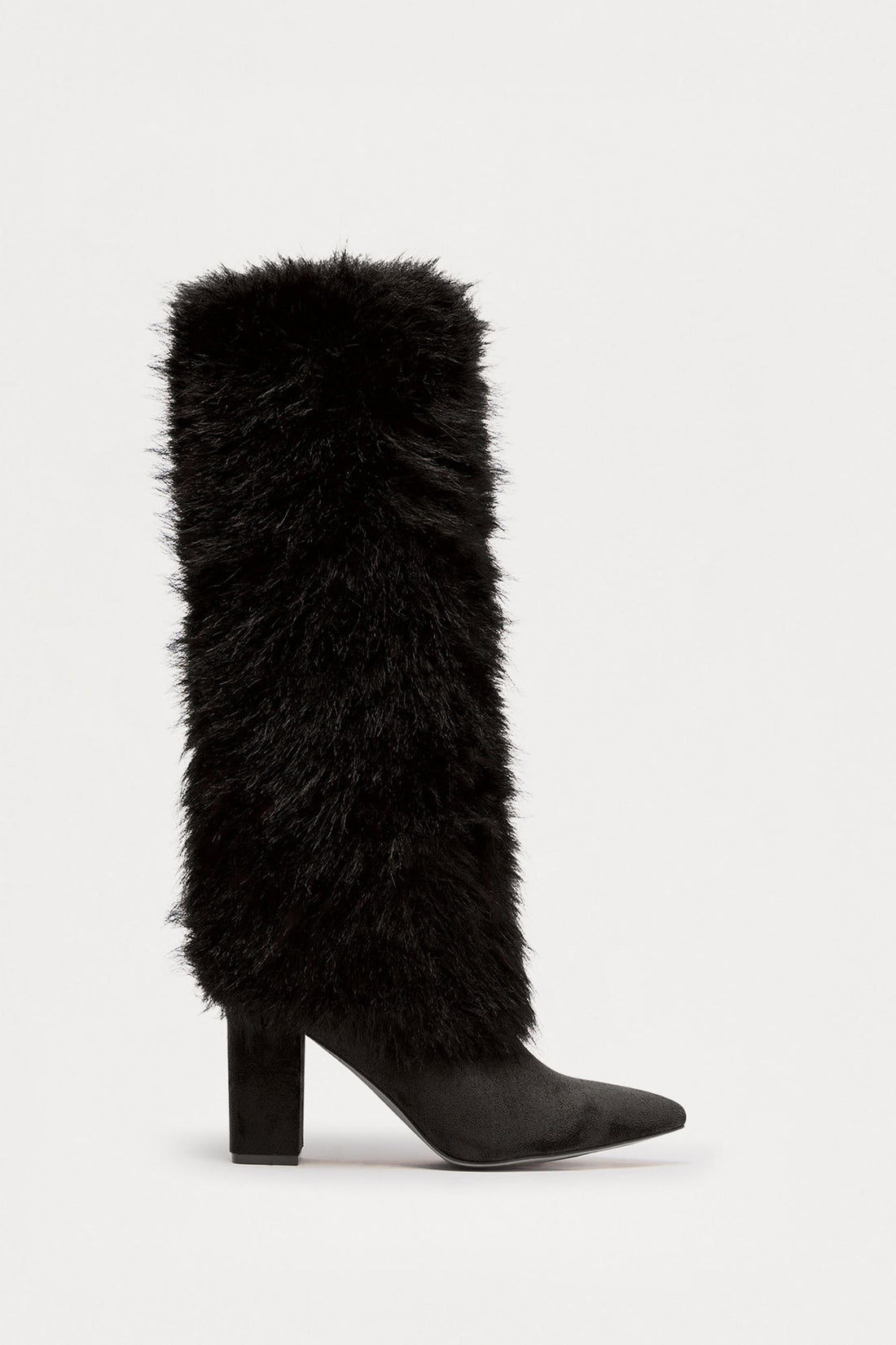 Brenn Faux Fur Knee High Boots - Black