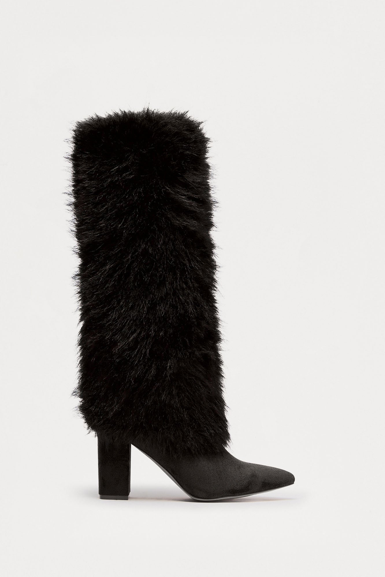 Brenn Faux Fur Knee High Boots - Black