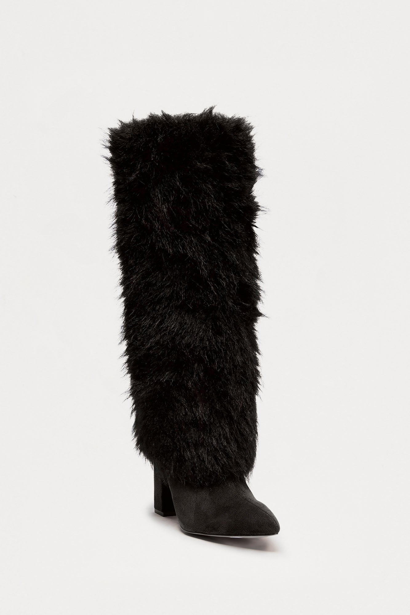 Brenn Faux Fur Knee High Boots - Black