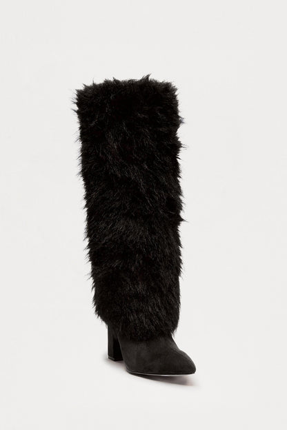 Brenn Faux Fur Knee High Boots - Black