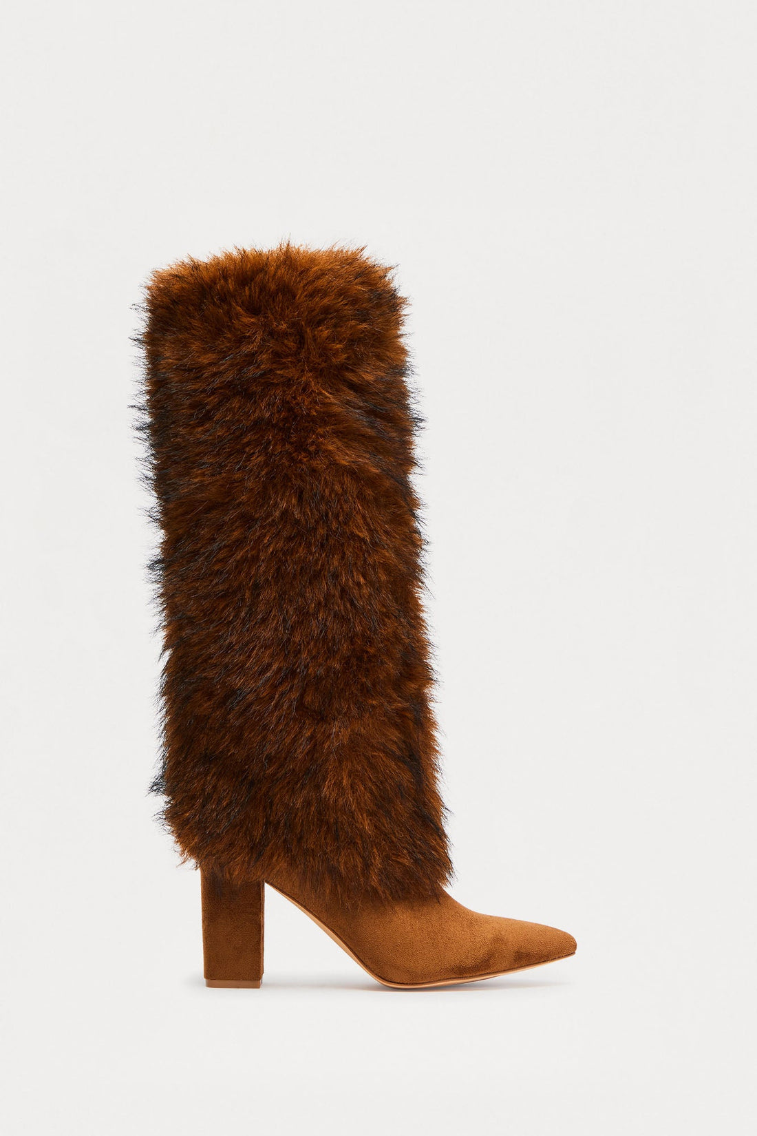 Brenn Faux Fur Knee High Boots - Tan