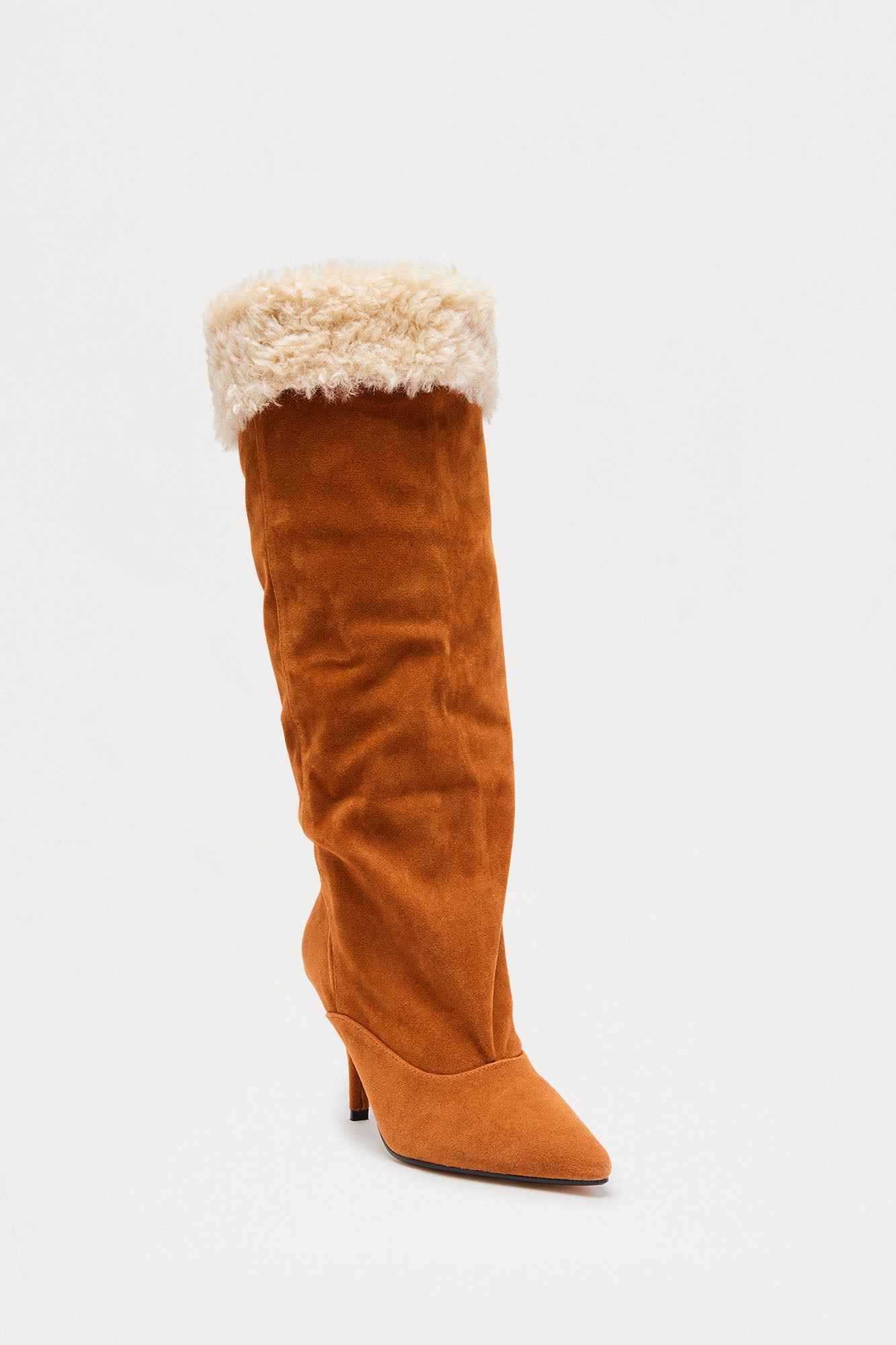 Seattle Ruched Knee High Boots - Chestnut