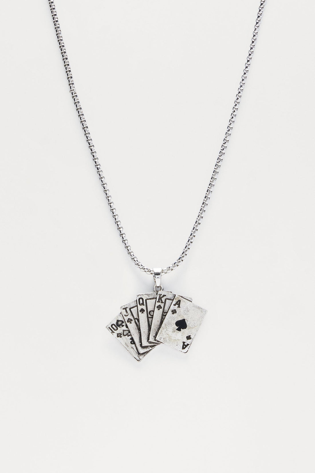 Royal Flush Pendant Necklace - Silver