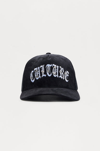 Culture Star Studded Corduroy Structured Snapback Hat - Black